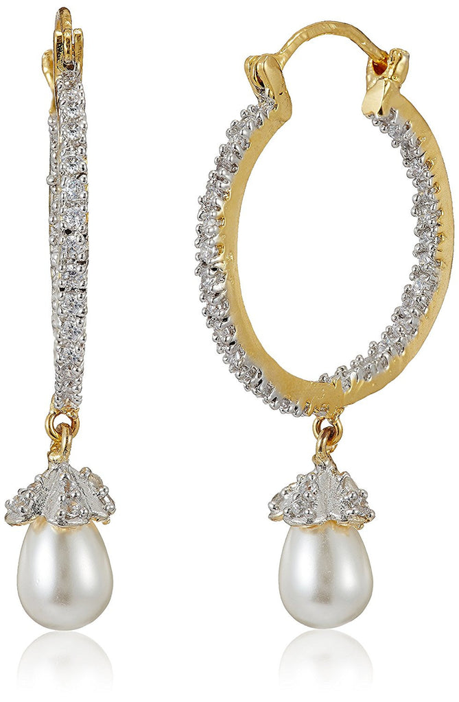 Mahi Rhodium Plated Classic Designer Love Earrings With Crystal Stone
